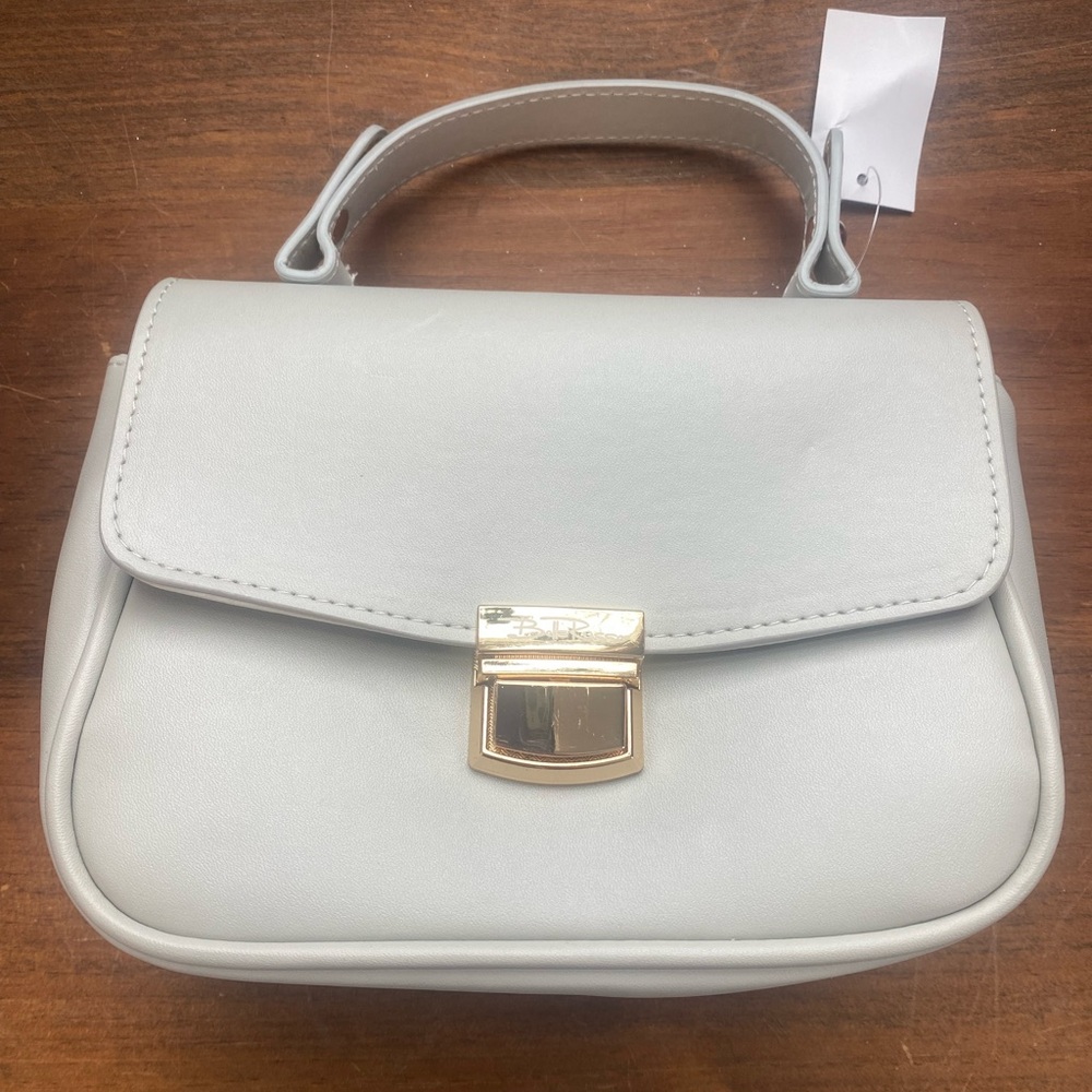 Light Grey Bella Russo Vegan Leather Handbag with chain strap